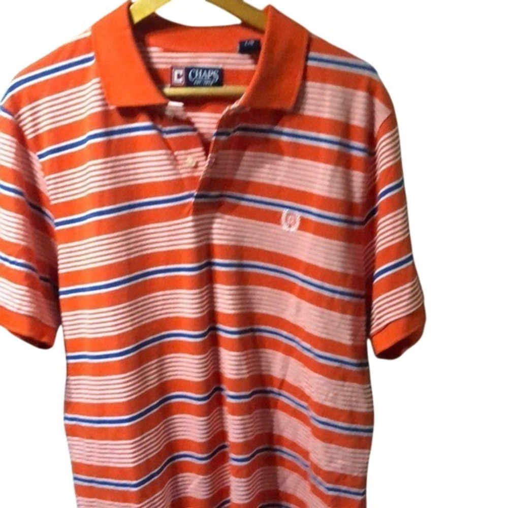 Chaps Men's Orange Striped Polo Shirt